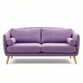 Divano moderno in tessuto viola 180 x 85 x 85cm con braccioli in legno