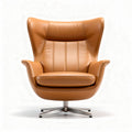 Poltrona girevole in pelle colore tan con base in metallo dimensioni 85 x 80 x 100cm