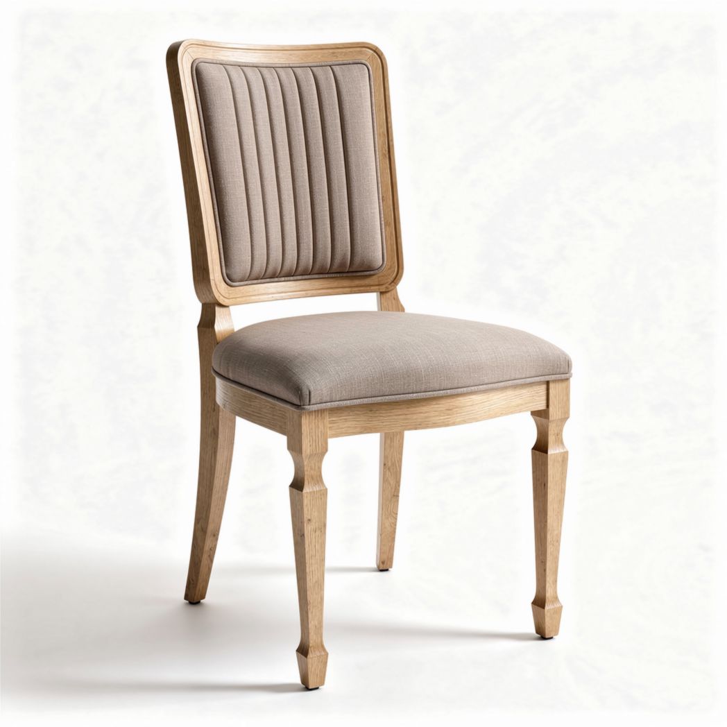 Sedia in legno con rivestimento in tessuto beige dimensioni 45 x 45 x 90cm
