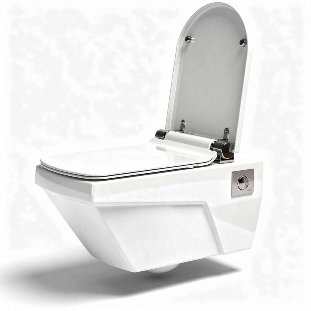 WC sospeso bianco con sedile ergonomico e dimensioni 75 x 40 x 40cm