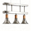 Lampadario a sospensione in metallo e legno con tre punti luce 60 x 15 x 25cm
