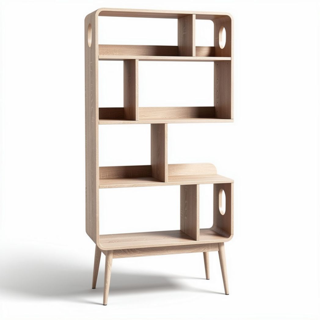 Scaffale in legno di frassino naturale con dimensioni 180 x 80 x 40cm
