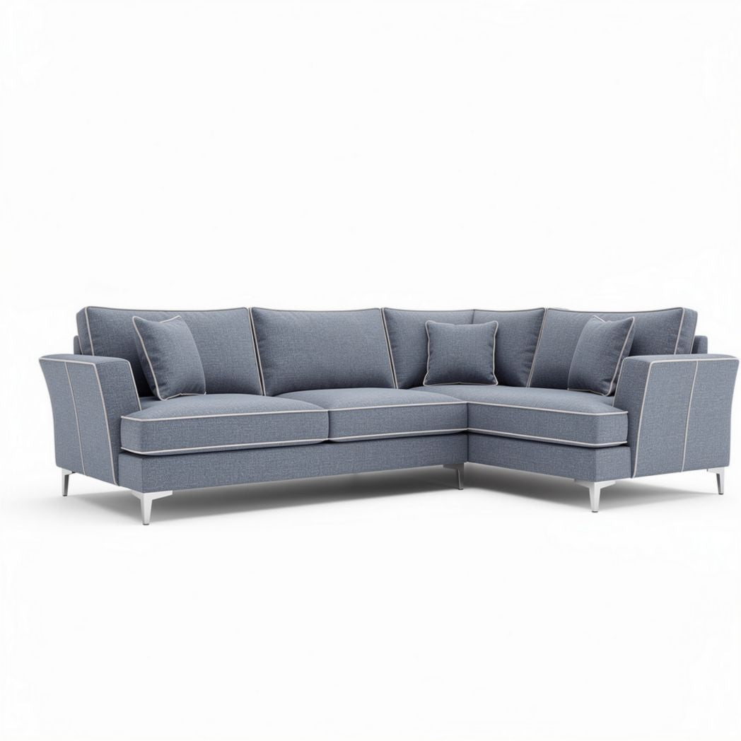 Divano angolare in tessuto grigio 250 x 200 x 85cm con cuscini inclusi